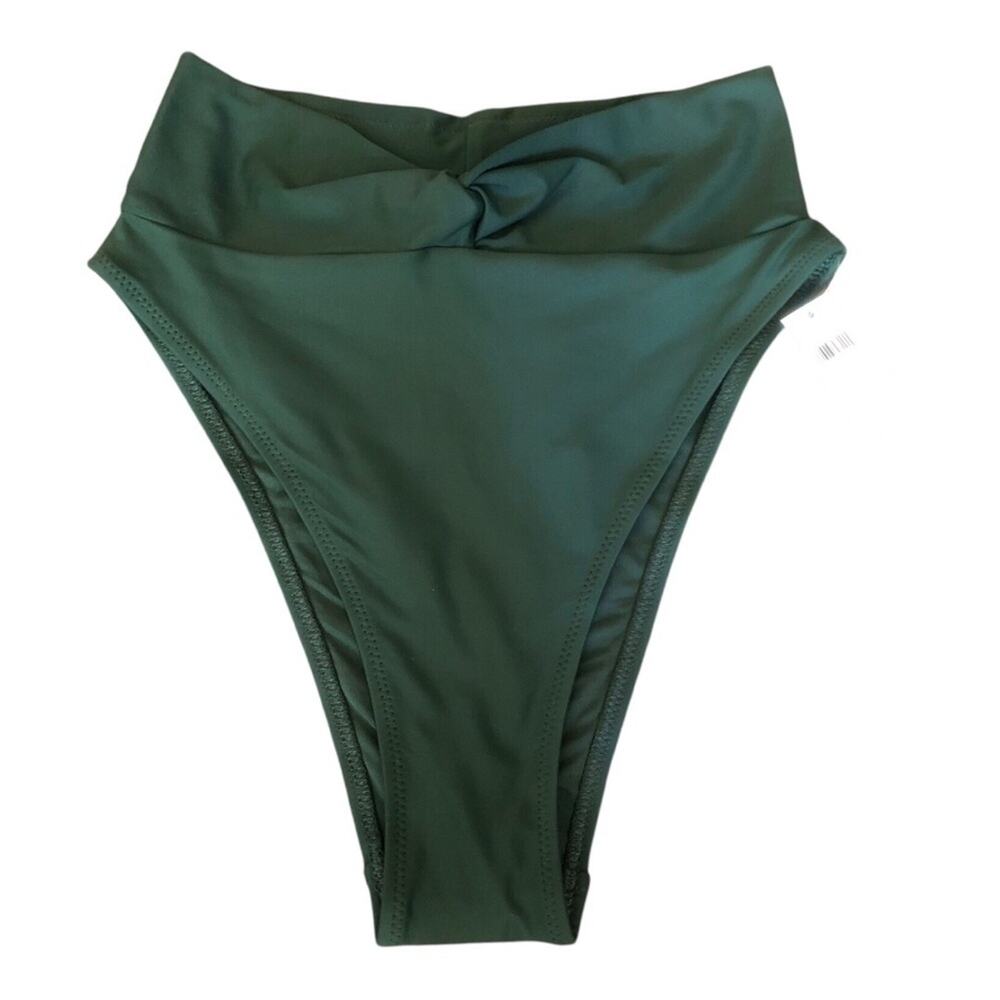 Aerie NWT Forest Green Twist High Cut Cheeky Bikini Bottom Coquine XS